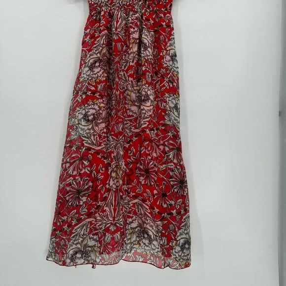 Le Ragazze Women’s Small Red Floral Italian Luxe Maxi A Line Summer Dress - Picture 4 of 7